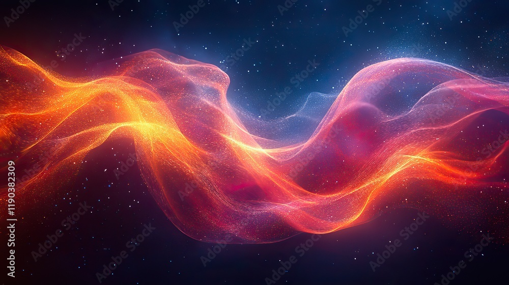 Abstract light lines dance and intertwine, forming a mesmerizing pattern against a dark background Abstract light lines dance and intertwine, forming a mesmerizing pattern against a dark background