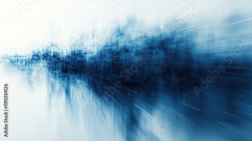 Abstract linear blue lines pattern on a white background, representing speed and motion in a technological design