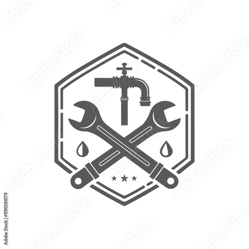 plumbing service silhouette vector clip art logo