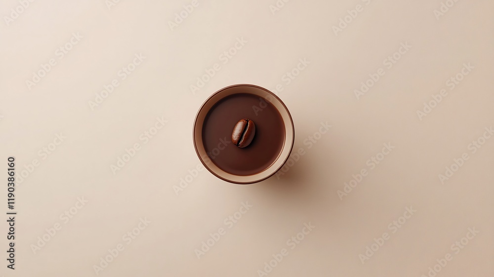 A Single Coffee Bean in a Cup of Melted Chocolate A Single Coffee Bean in a Cup of Melted Chocolate