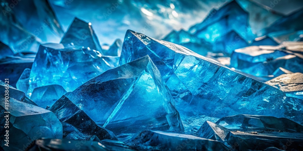 Obraz premium Abstract Geometric Blue Ice Texture Background - Low Light Photography Stock Photo