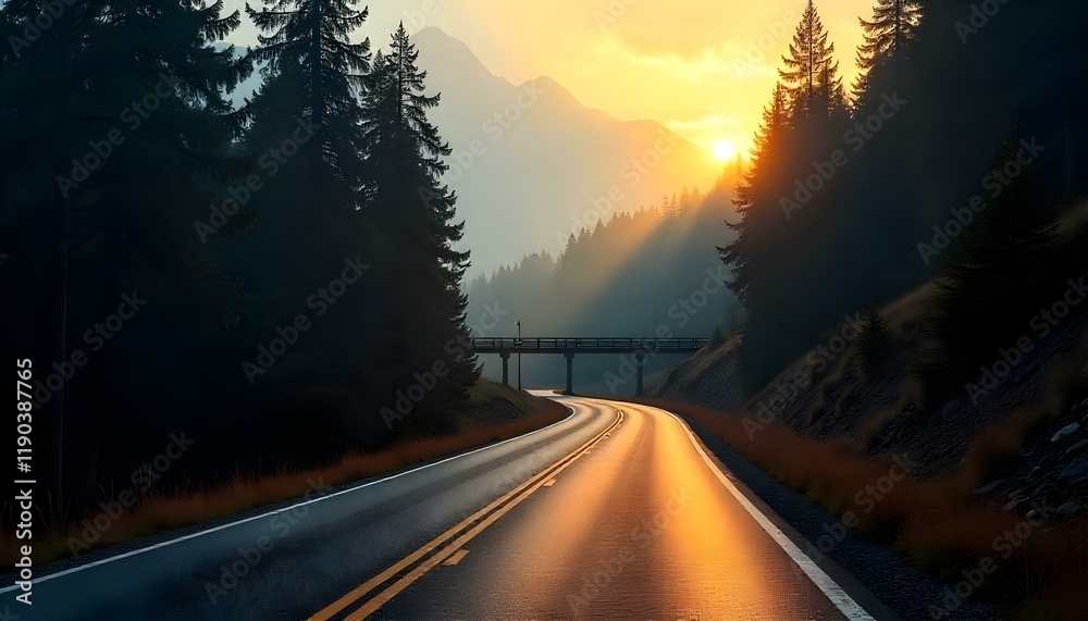 Fototapeta premium sunset on the road