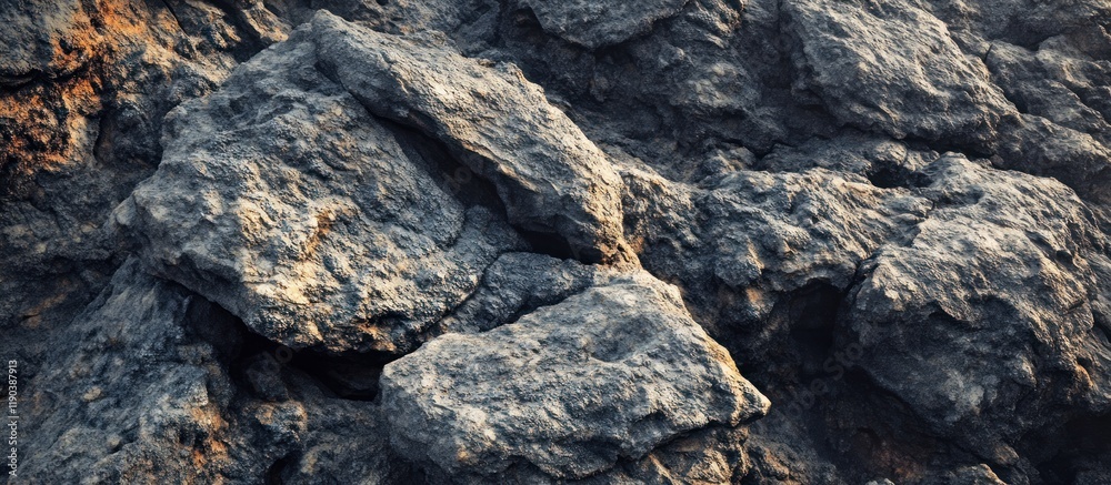 Rough, dark grey stones forming a rocky texture. Rough, dark grey stones forming a rocky texture.