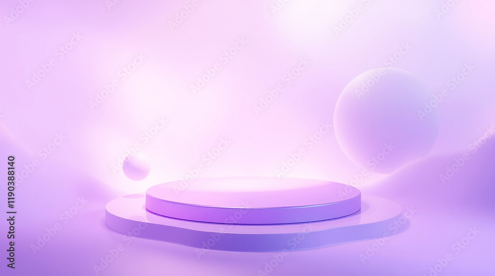 Obraz premium Vibrant Purple Abstract Platform with Flowing Silky Drapery