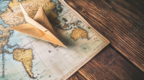 Wallpaper Mural Paper airplane on vintage world map. (1) Torontodigital.ca