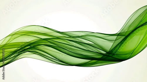 Elegant green wave abstract design flows smoothly, creating serene background texture that embodies natures calming light and harmonious beauty.