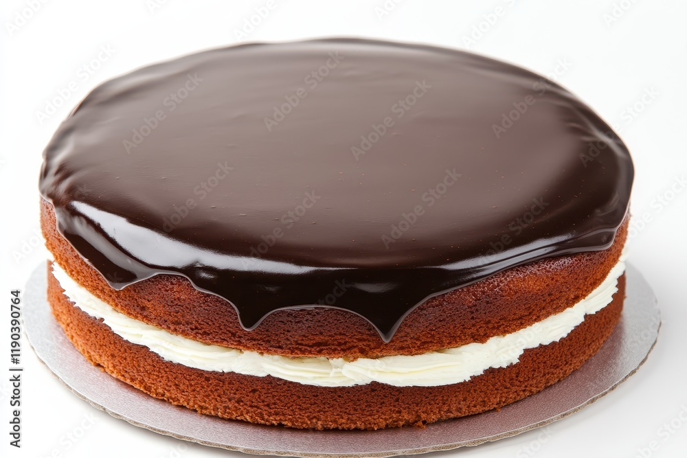Chocolate Ganache Cake on Clean Gray Background Chocolate Ganache Cake on Clean Gray Background