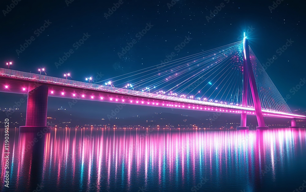 Obraz premium Vibrant smart city lights at night