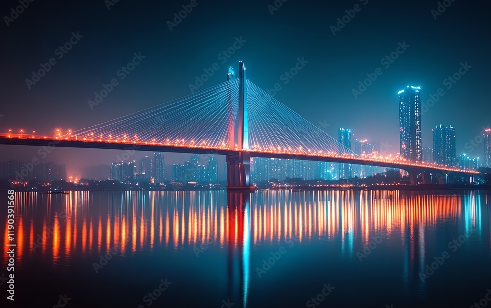 Obraz premium Vibrant smart city lights at night