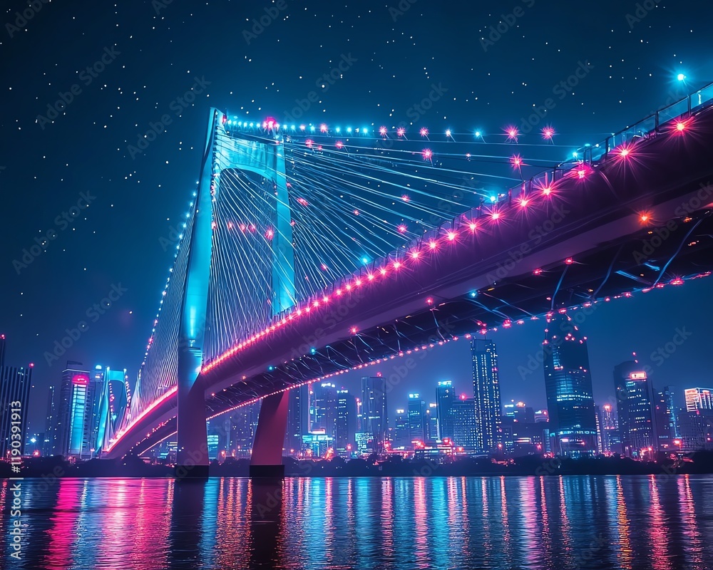 Fototapeta premium Abstract smart city lights at night