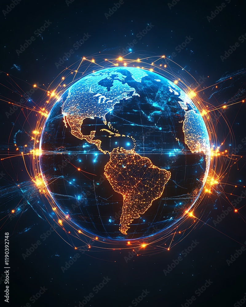 Obraz premium Global network concept with a digital Earth