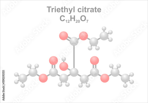 Triethyl citrate. Simplified scheme of the molecule.