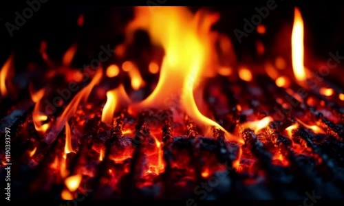 Fiery Embers: A Close-Up of Glowing Charcoal on a Grill