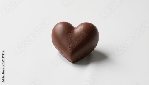 Single, perfectly formed chocolate heart on a plain white background․ Festive concept Valentine's Day Chocolate Day