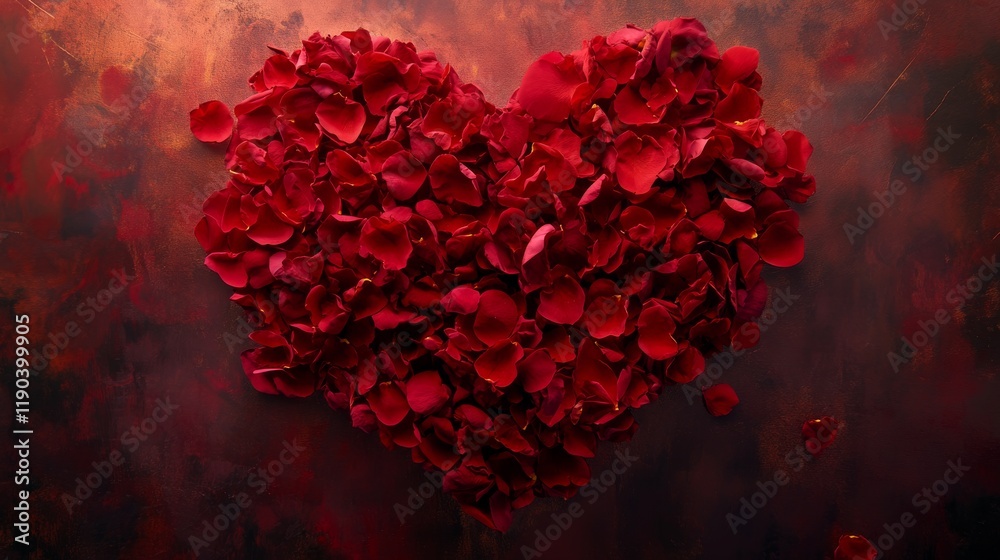 Romantic red rose petals forming a heart shape on a soft white surface, perfect for valentine's day, wedding decorations, and love-themed celebrations Romantic red rose petals forming a heart shape on a soft white surface, perfect for valentine's day, wedding decorations, and love-themed celebrations