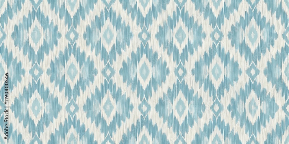 Seamless Ikat Pattern Elegant Teal and Off-White Textile Design for Home Decor Seamless Ikat Pattern Elegant Teal and Off-White Textile Design for Home Decor