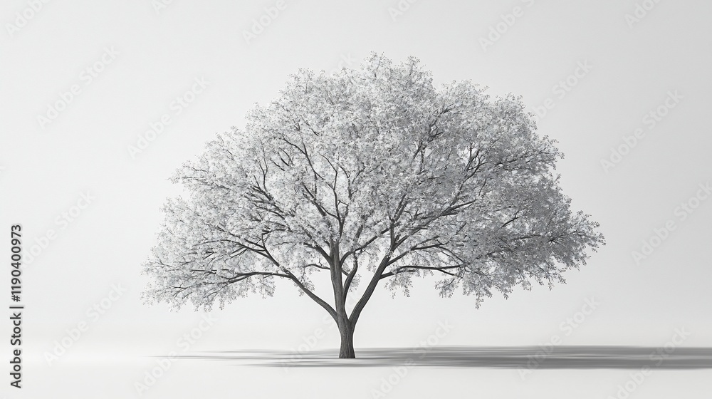 Single grayscale tree on white background. Single grayscale tree on white background.