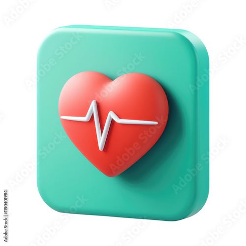 Heart icon with pulse line on green background, symbolizing health monitoring