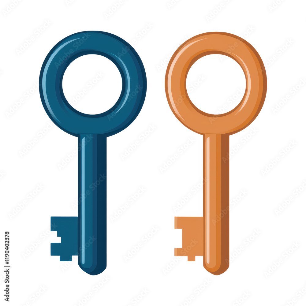 Two colorful keys symbolizing access and unlocking possibilities Two colorful keys symbolizing access and unlocking possibilities