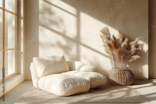 Minimalist Interior Design with Modern Lounge Chair and Natural Light - Cozy Living Room Decor Inspiration
