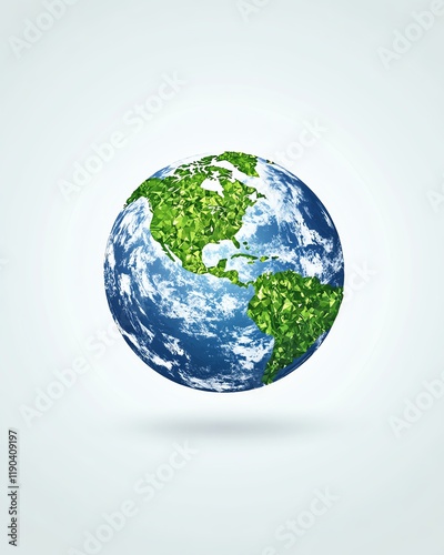 A blue and green Earth globe, stylized for ecological conservation, Save the Planet logo design, environmental protection illustration, Earth Day concept photo