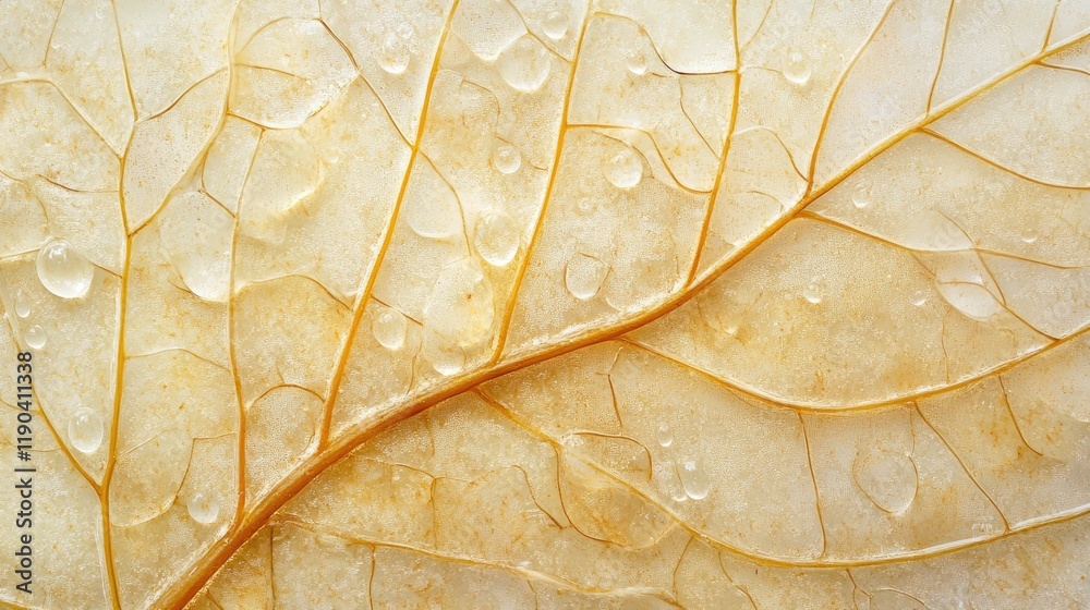 Obraz premium Delicate Dried Leaf Veins Glistening With Dewdrops