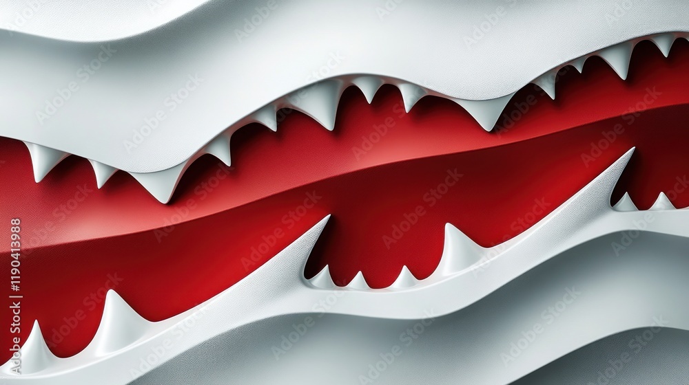 Obraz premium Abstract Monster Jaws Red Background Digital Art