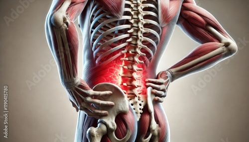 腰の痛みがある人体の骨格