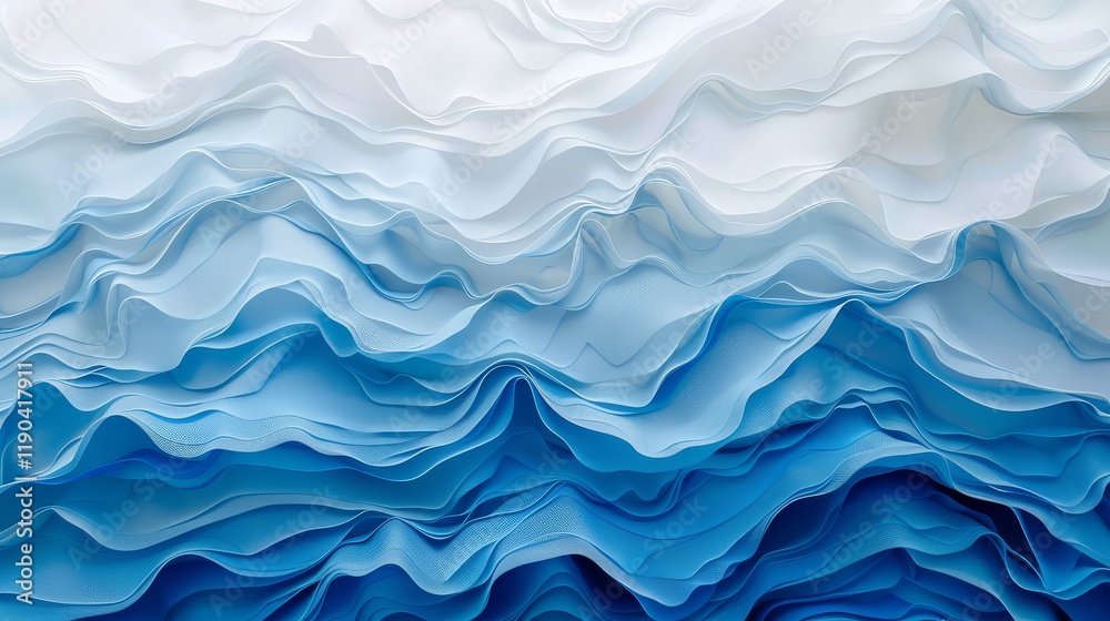 Abstract Blue and White Fabric Waves Background Texture