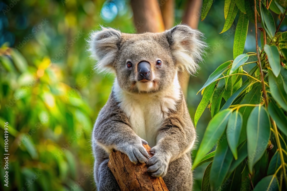 Fototapeta premium Adorable Koala Sitting Up, Candid Wildlife Photo