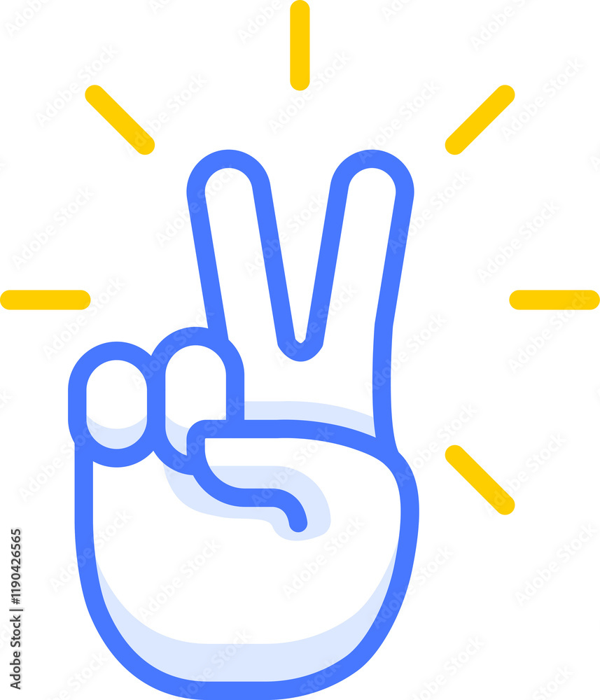 Peace and victory hand sign doodle vector icon Peace and victory hand sign doodle vector icon