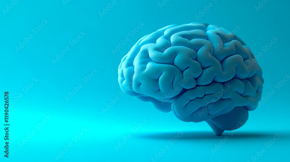 Blue brain illustration showcasing cognitive processes against a vibrant blue background, highlighting neurological connections and scientific concepts in modern design art Blue brain illustration showcasing cognitive processes against a vibrant blue background, highlighting neurological connections and scientific concepts in modern design art