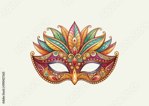 vector image of a woman's face with flowers, Venice Carnival masks, Mardi Gras vector icon isolated on white background