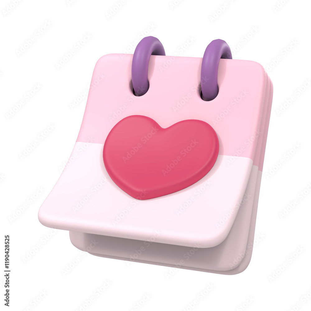 3D Love Calendar Icon Illustration 3D Love Calendar Icon Illustration