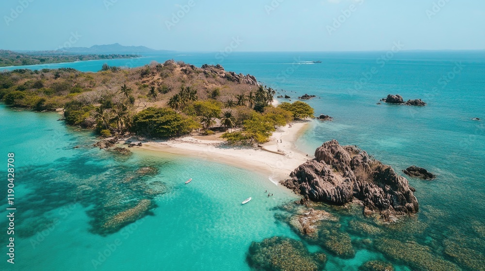 Tropical Island Beach Paradise with Clear Turquoise Waters Tropical Island Beach Paradise with Clear Turquoise Waters