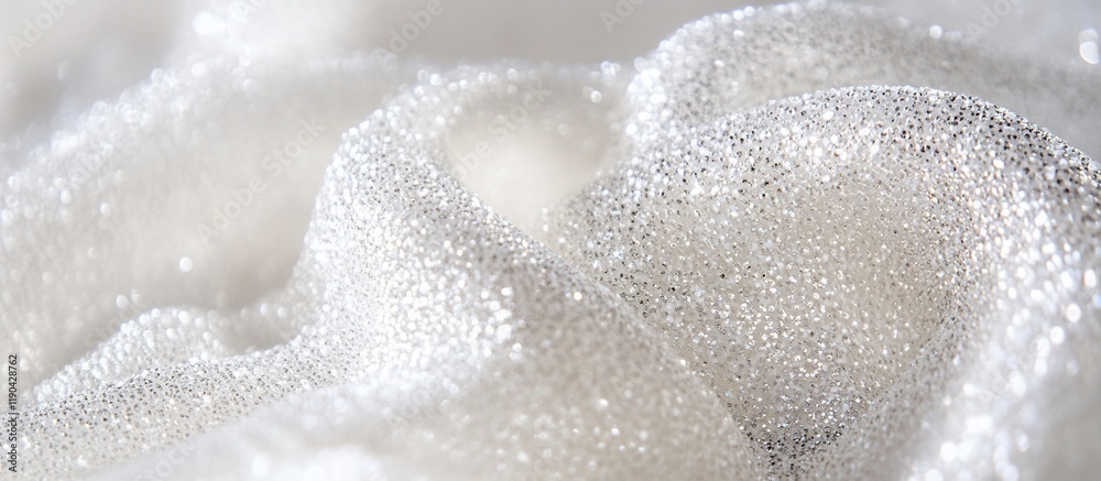 Close-up of shimmering white fabric with a textured surface. Close-up of shimmering white fabric with a textured surface.