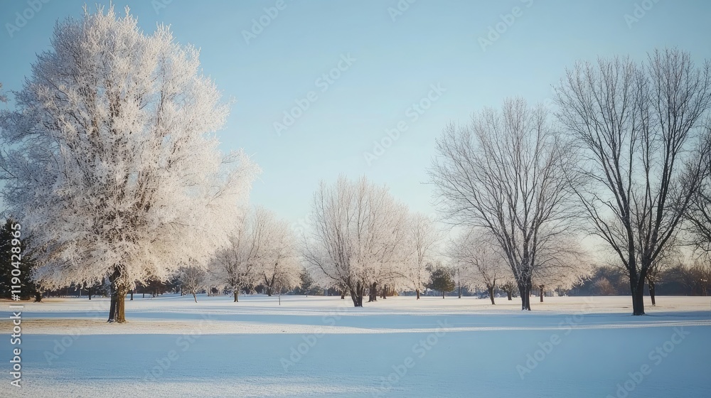 Frost Covered Trees In A Snowy Winter Park Frost Covered Trees In A Snowy Winter Park
