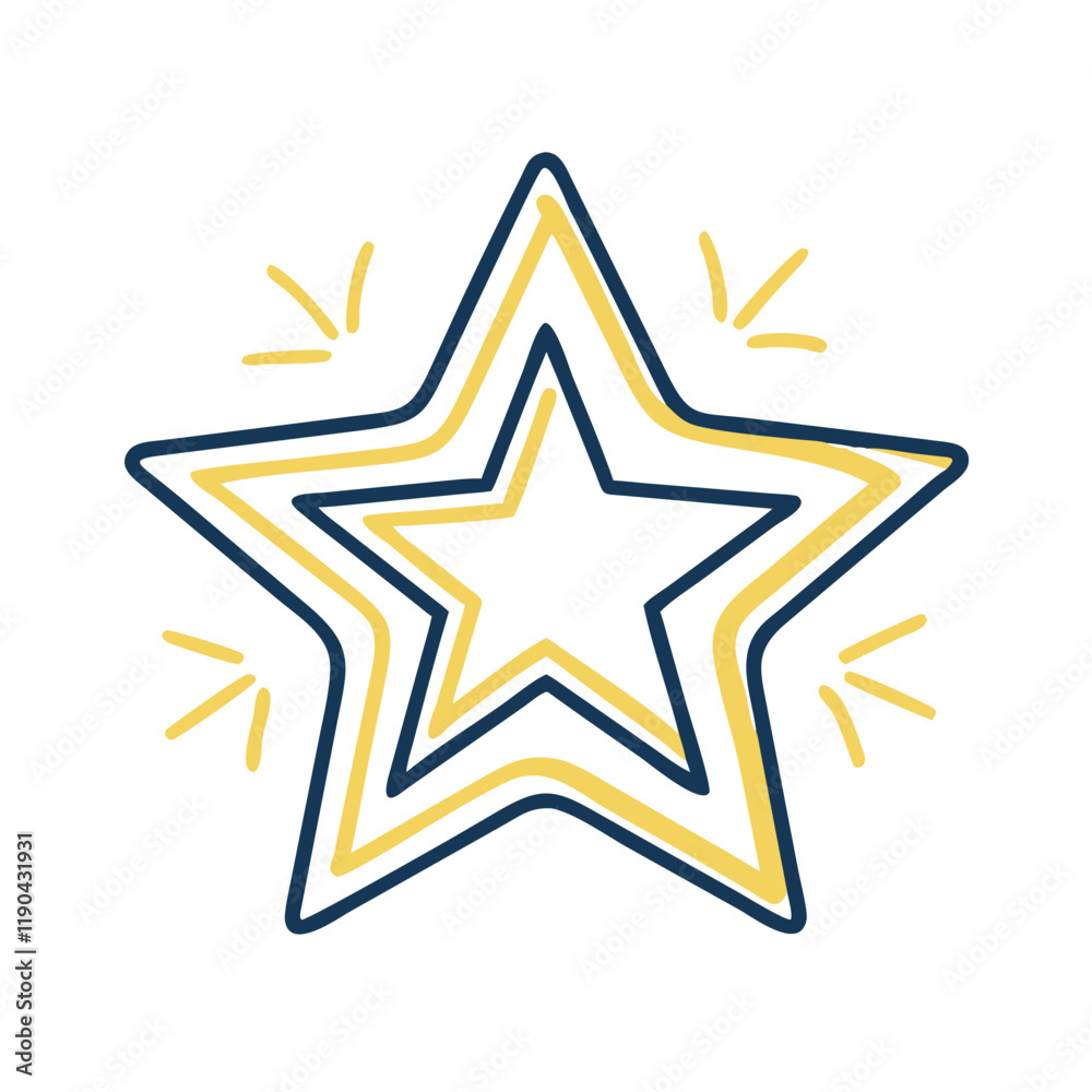 Bright yellow star icon with motion lines, symbolism of achievement Bright yellow star icon with motion lines, symbolism of achievement