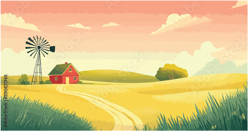 landscape with field _ vector eps 10