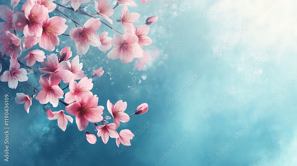 Delicate Pink Cherry Blossoms Against a Soft Blue Sky Delicate Pink Cherry Blossoms Against a Soft Blue Sky