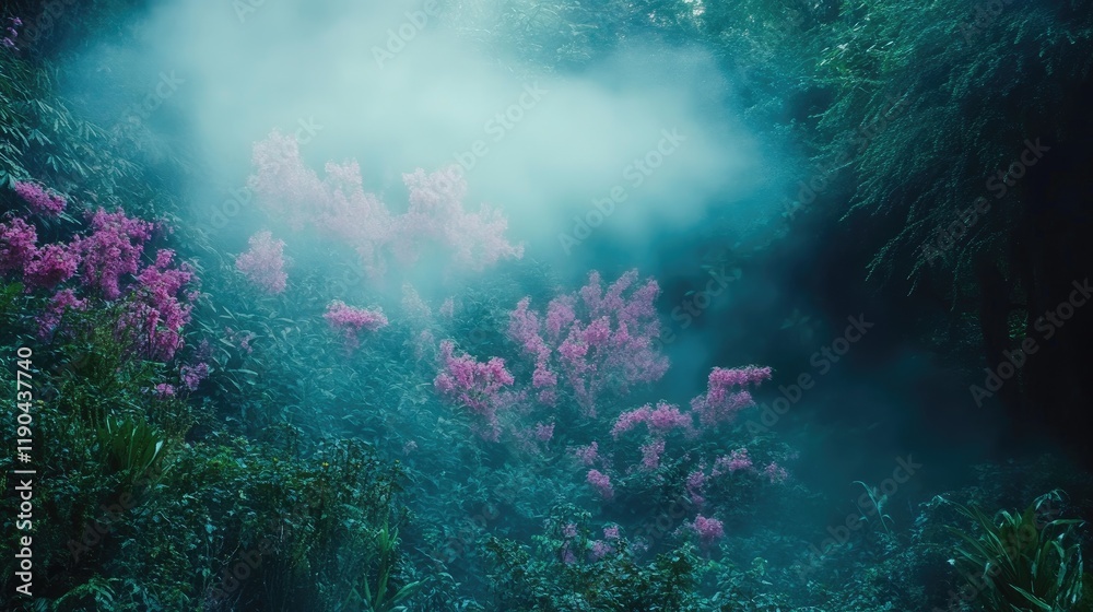custom made wallpaper toronto digitalEnchanting Pink Flowers Bloom in a Misty Forest