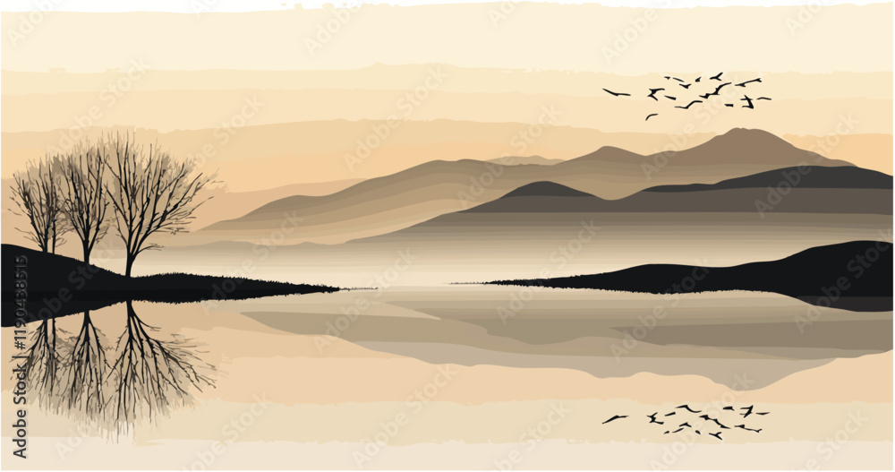 Obraz premium sunset in the mountains _ vector eps 10