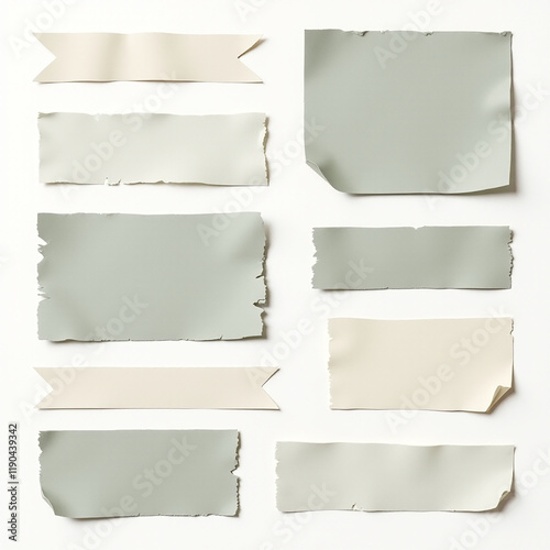 Free Download A collection of torn paper strips in soft, muted colors, perfect for scrapbooking, invitations, or design projects. - GFXLoad