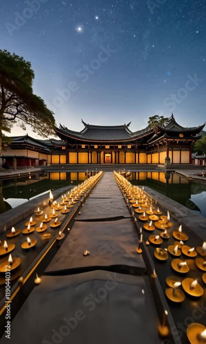 Prayer candles placed in the temple