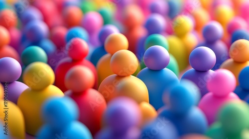 Colorful crowd of diverse people figures.