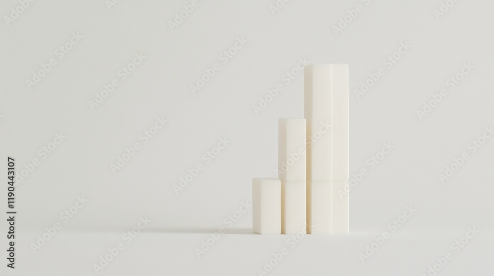 White blocks forming an ascending graph on white background.