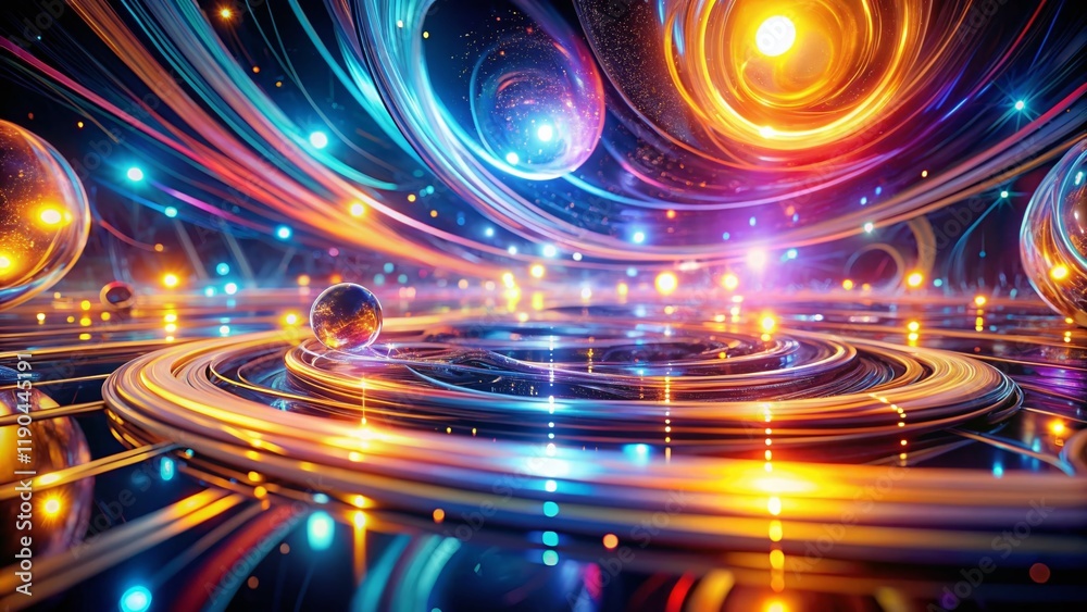 Obraz premium Abstract 3D Glowing Lights Background - Futuristic Neon Design
