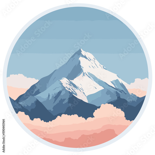 mountain and cherry blossoms  _ vector eps 10