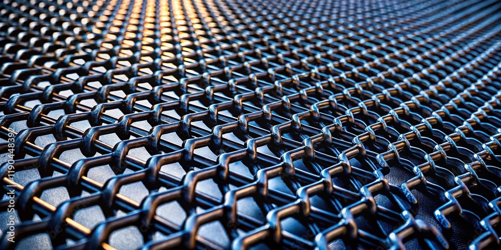 Fototapeta premium Aerial View Black Steel Metal Mesh Texture Background - Industrial Abstract Pattern