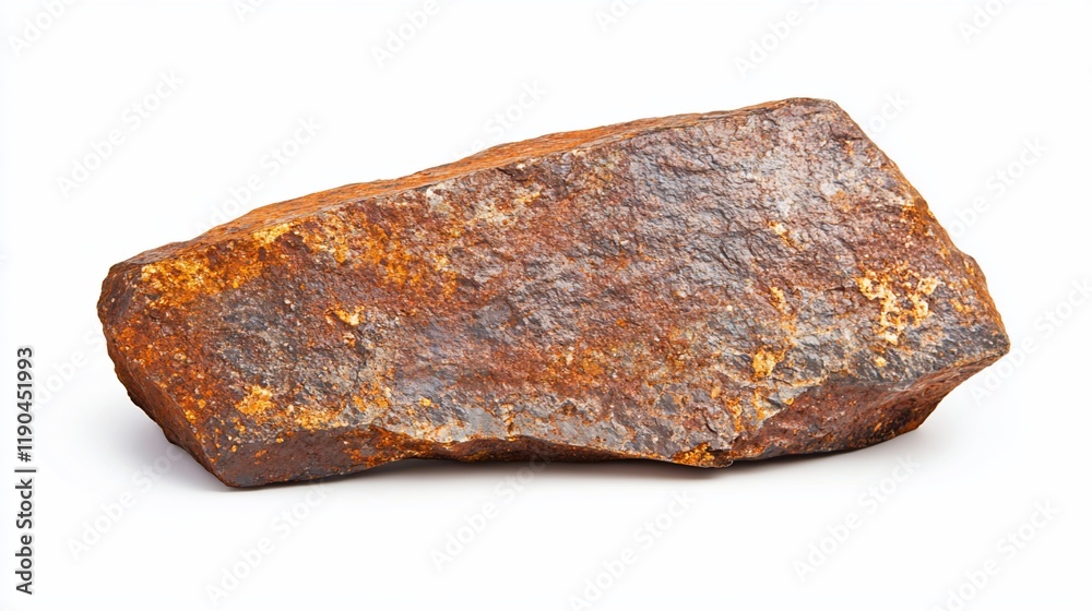 Rusty brown rough-edged rock isolated on white. Rusty brown rough-edged rock isolated on white.